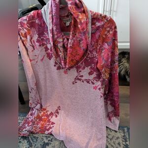 Floral Pink Reds One World Knit Tunic xs